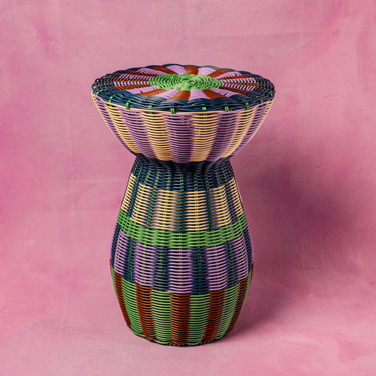 Maegen - Woven Accent Table, Lilac & Brown