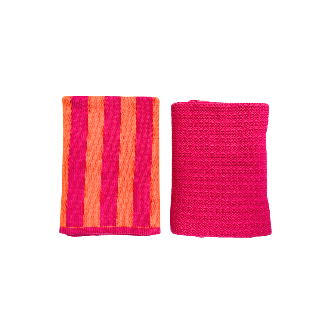 Ecovask - Face Cloths 2 Pk, Mandarin Stripe & Raspberry. Bathroom Collection