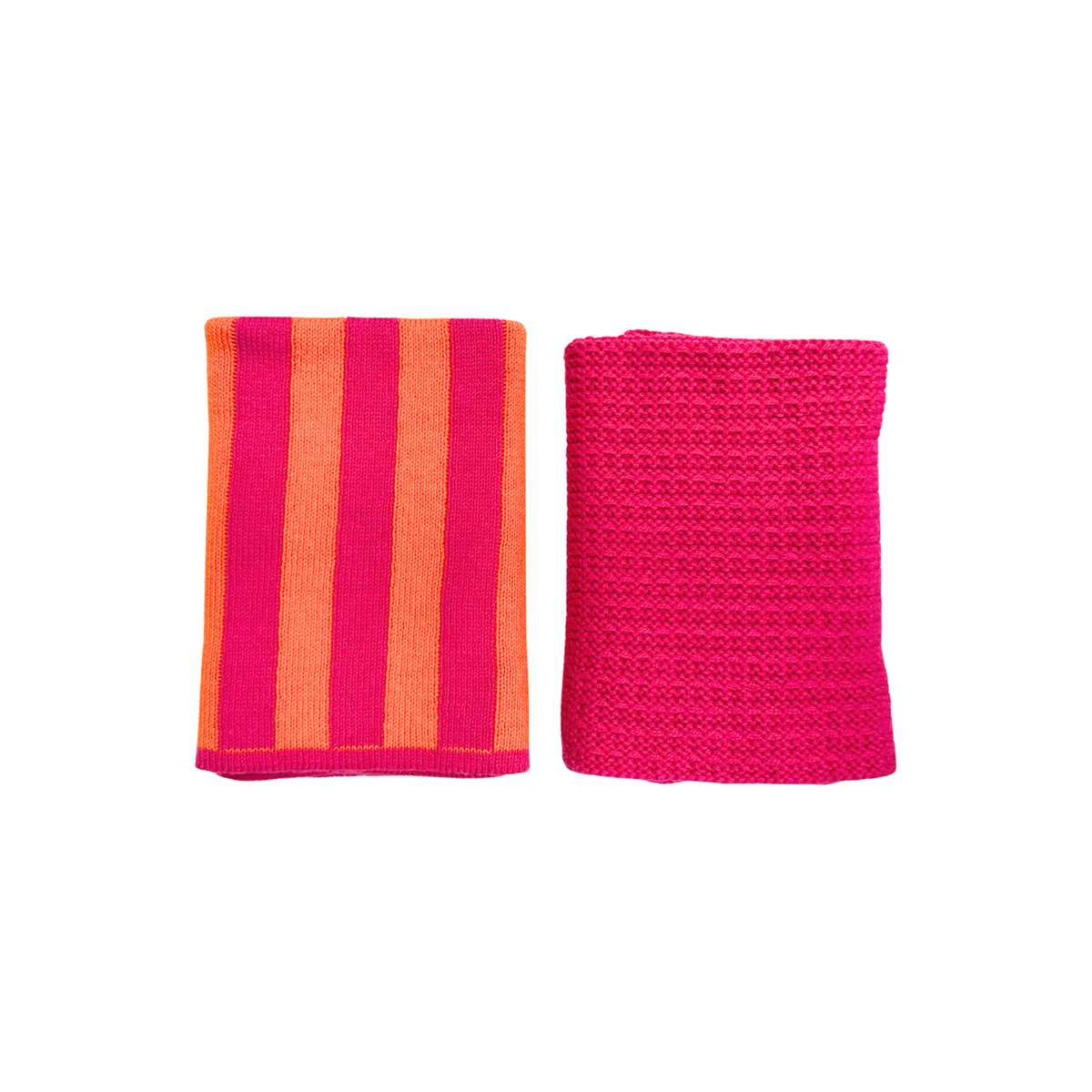 Ecovask - Face Cloths 2 Pk, Mandarin Stripe & Raspberry. Bathroom Collection