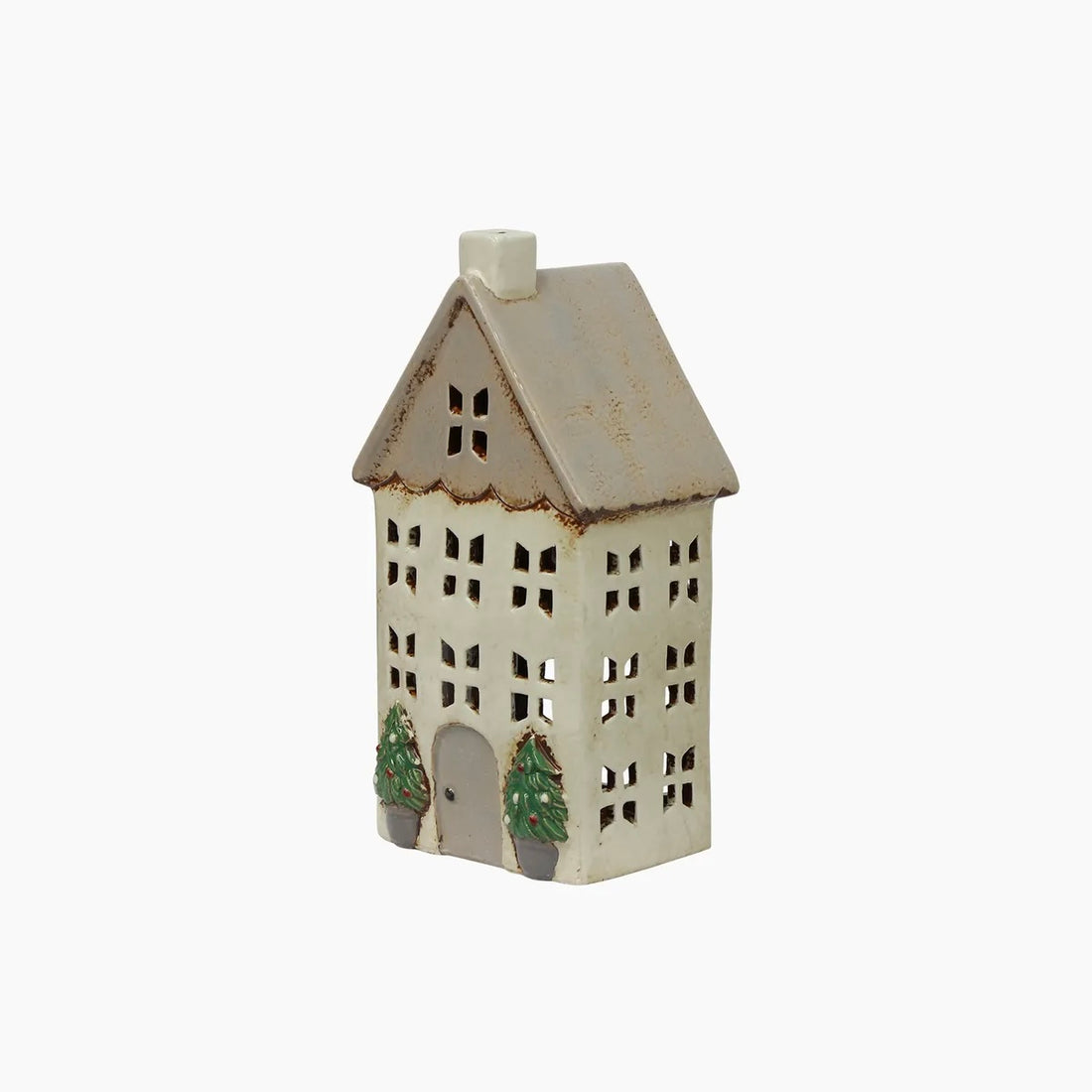 Alsace Tea Light Village - Stone Christmas House with Pots