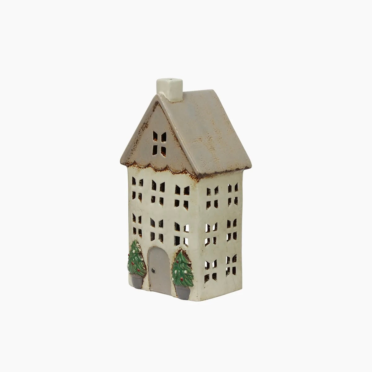 Alsace Tea Light Village - Stone Christmas House with Pots