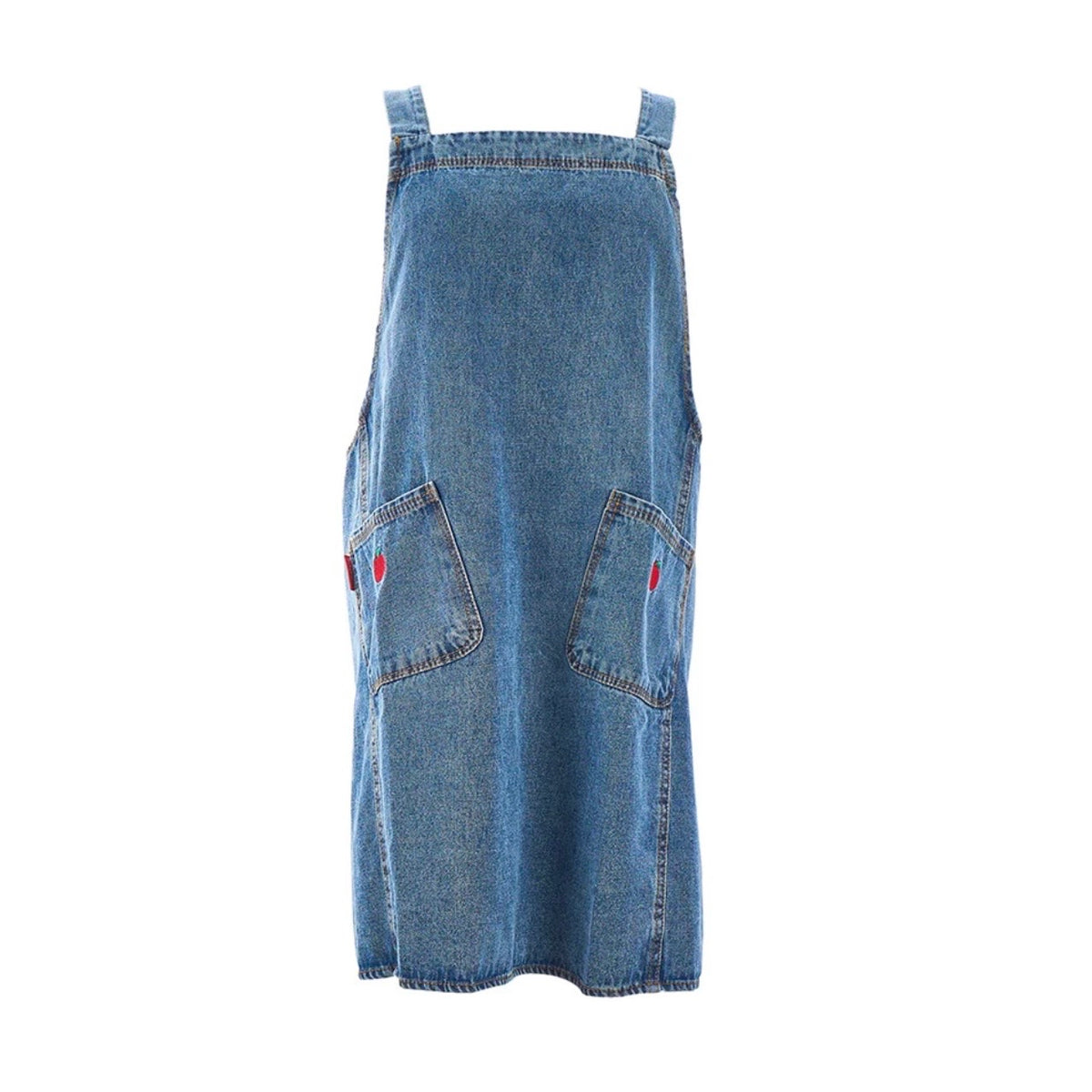 Denim Apron With Apple Embroidery