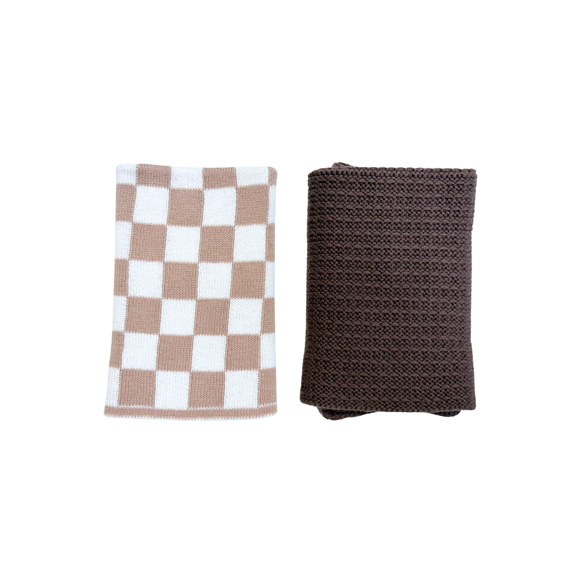 Ecovask - Face Cloths 2 Pk, Hummus Cheque & Chocolate. Bathroom Collection