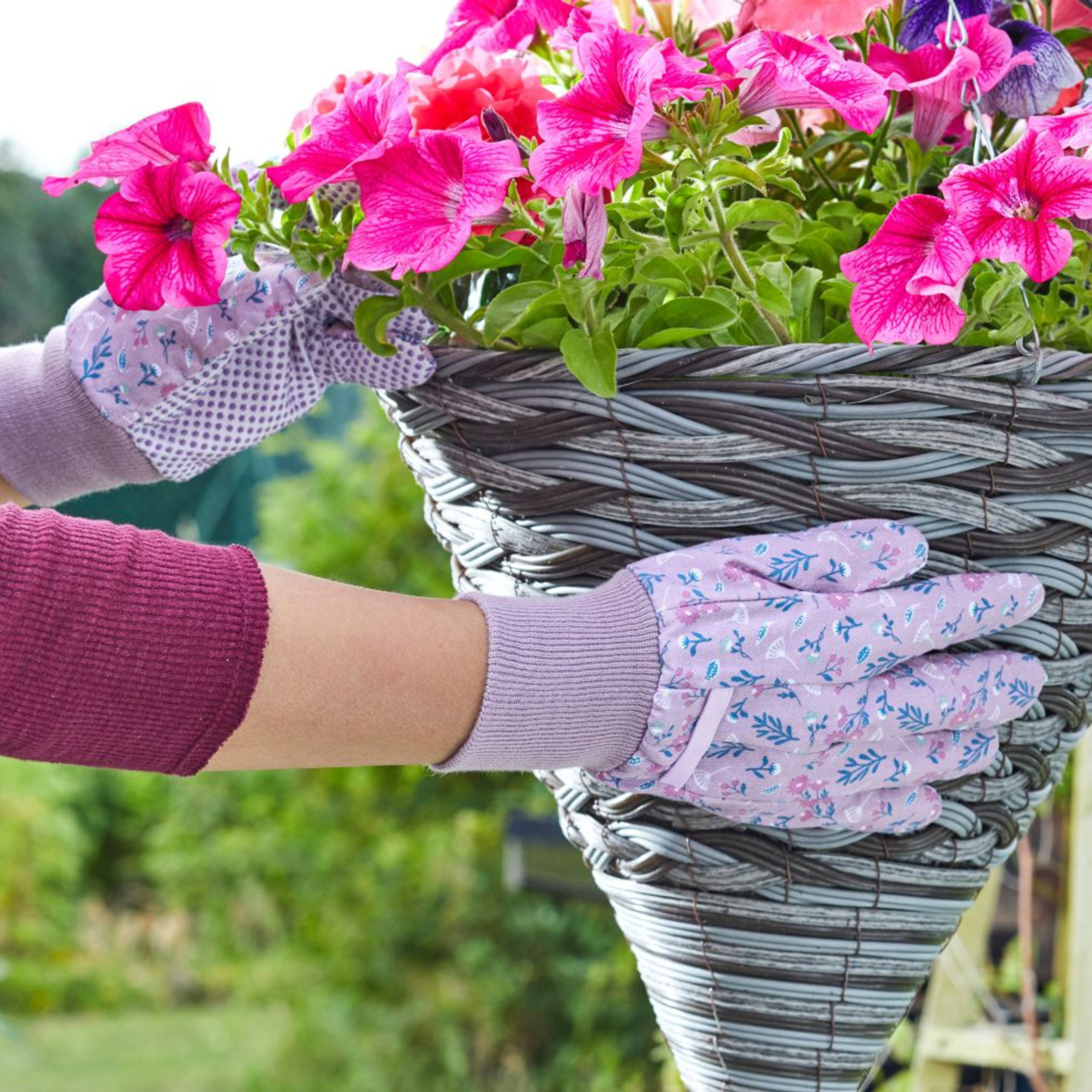 Briers - 3 Pack Cotton Grip Gardening Gloves, Flower Field