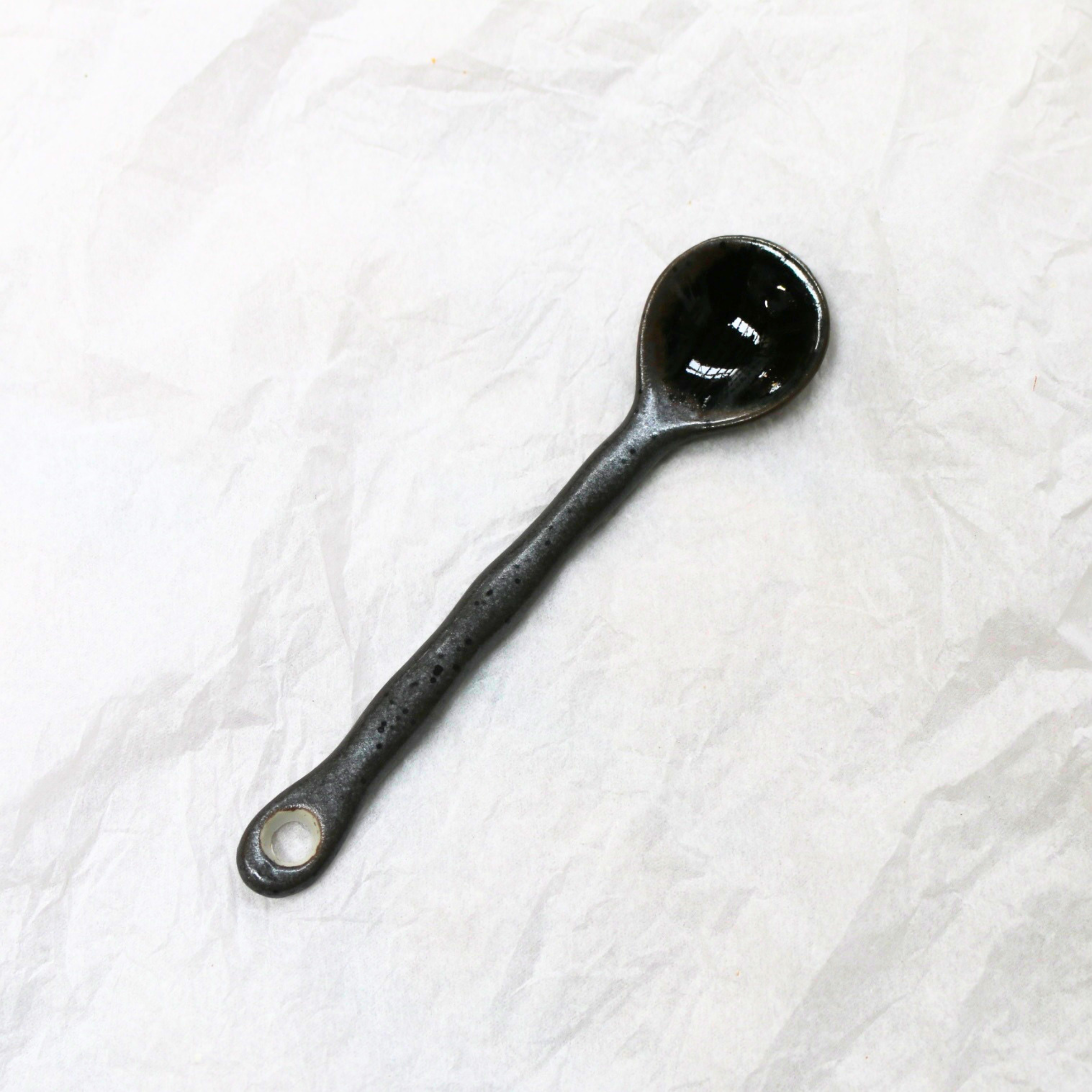 Black Speckle Porcelain Spoon