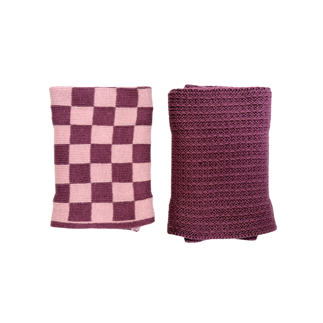Ecovask - Face Cloths 2 Pk, Orchid Cheque & Grape. Bathroom Collection