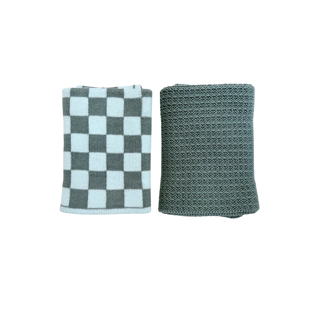 Ecovask - Face Cloths 2 Pk, Seafoam Cheque & Seafoam. Bathroom Collection