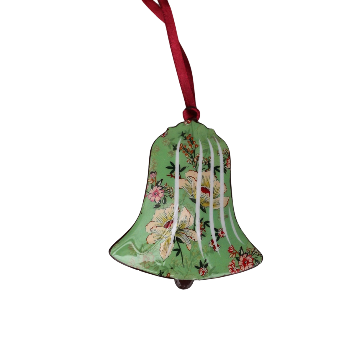 Floral Hanging Enamel Bell & Bow