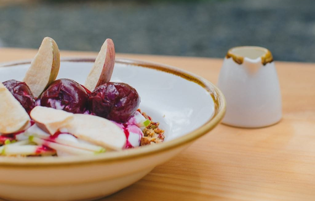 Homemade Granola with Augustine Black Doris Plums in Pinot