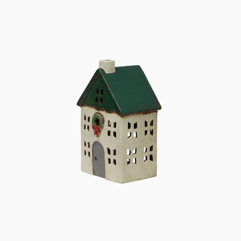 Alsace Tea Light Village - Small House with Wreath - The Flower Crate