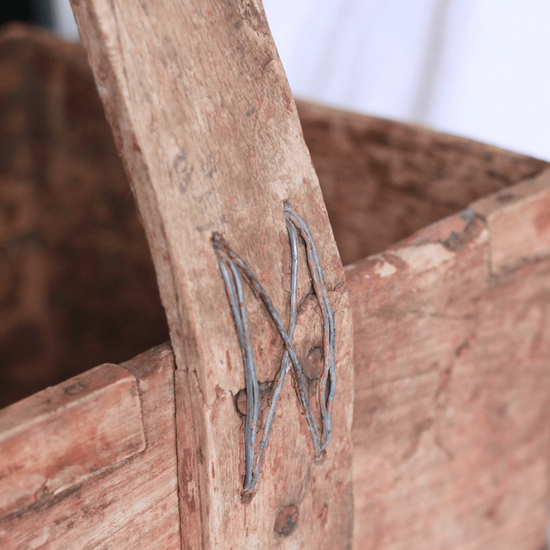 Antique Wooden Rice Carry Bucket - Eli - The Flower Crate