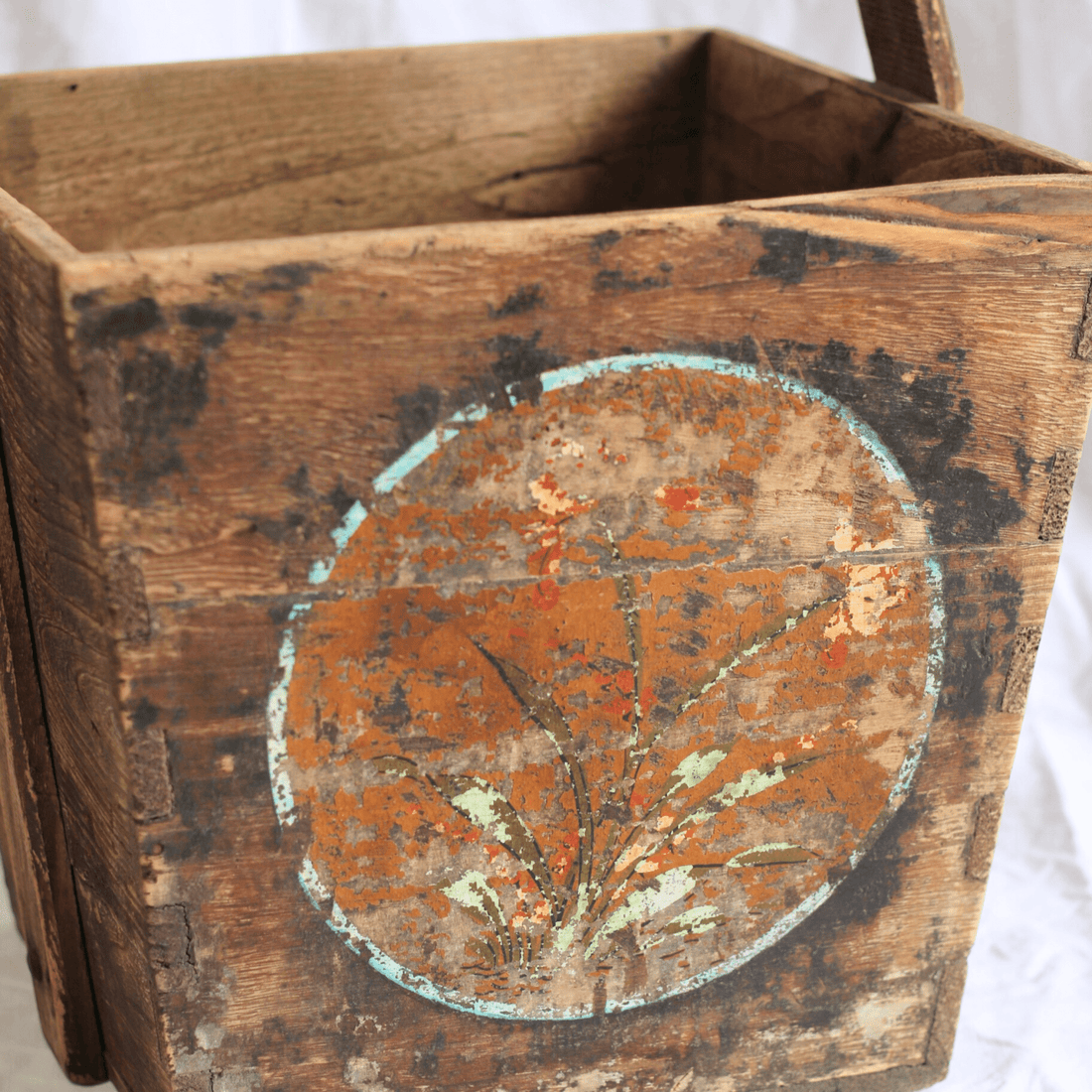 Antique Wooden Rice Carry Bucket - Lena - The Flower Crate