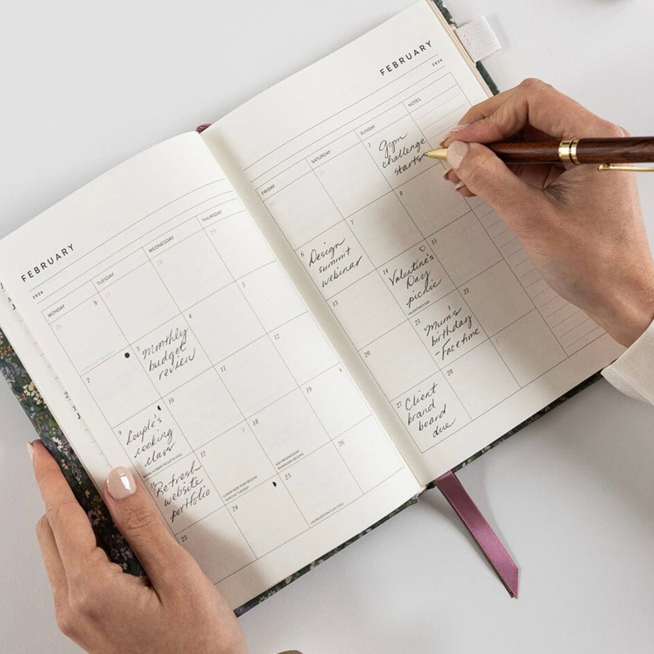 Bespoke Letterpress - 2026 Petite Linen Planner, Summer Perennials - The Flower Crate