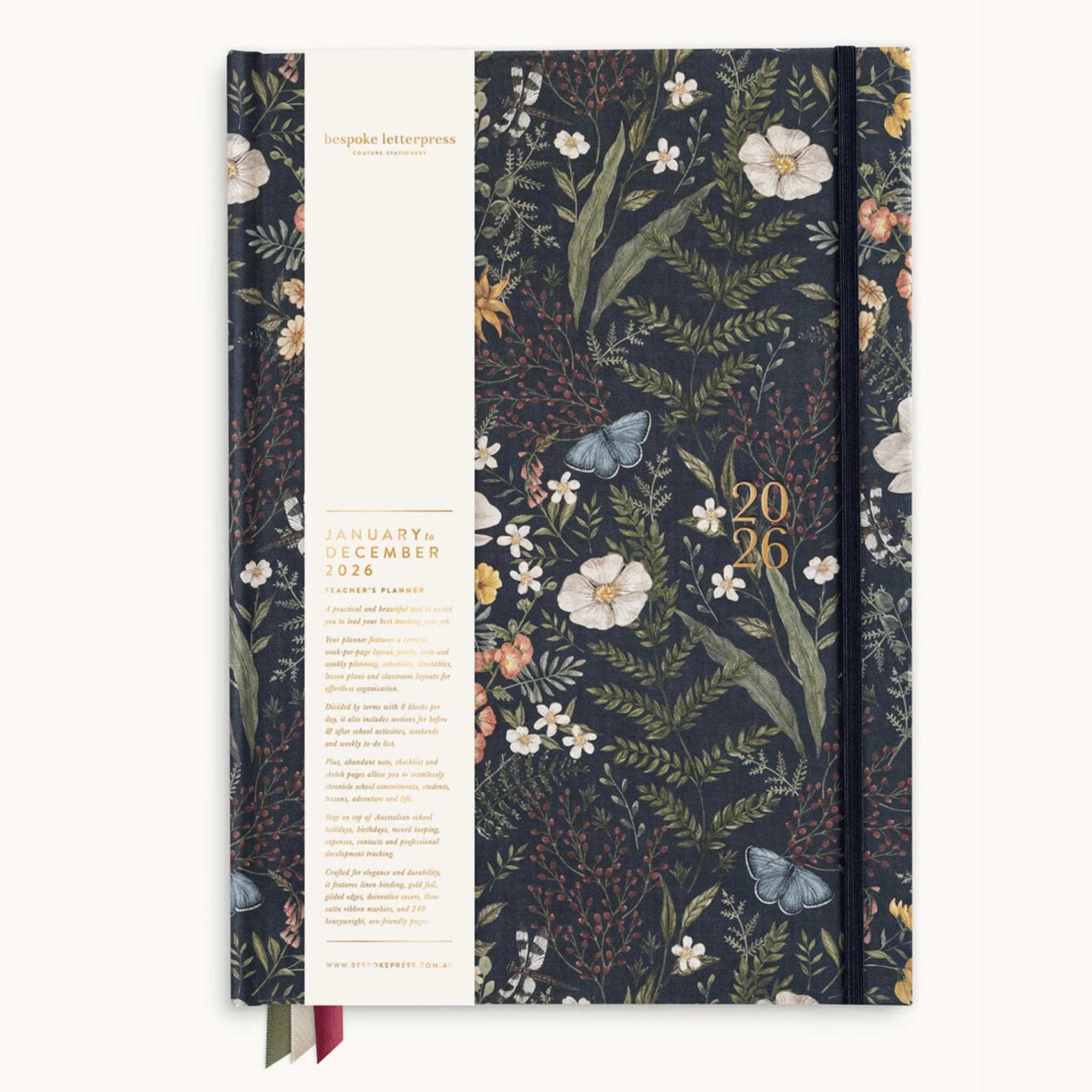 Bespoke Letterpress - 2026 Teacher’s A4 Planner, Dusk in Bloom - The Flower Crate