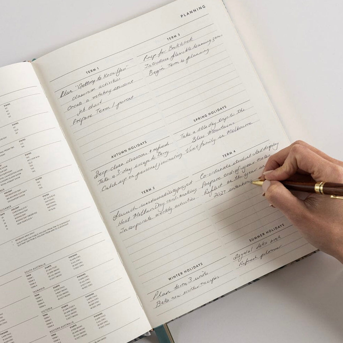 Bespoke Letterpress - 2026 Teacher’s A4 Planner, Ivory Garden - The Flower Crate