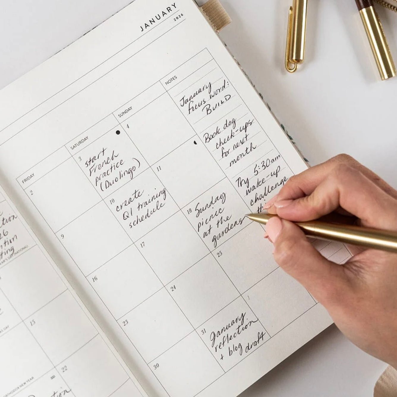 Bespoke Letterpress - 2026 Weekly Linen Planner, Ivory Garden - The Flower Crate