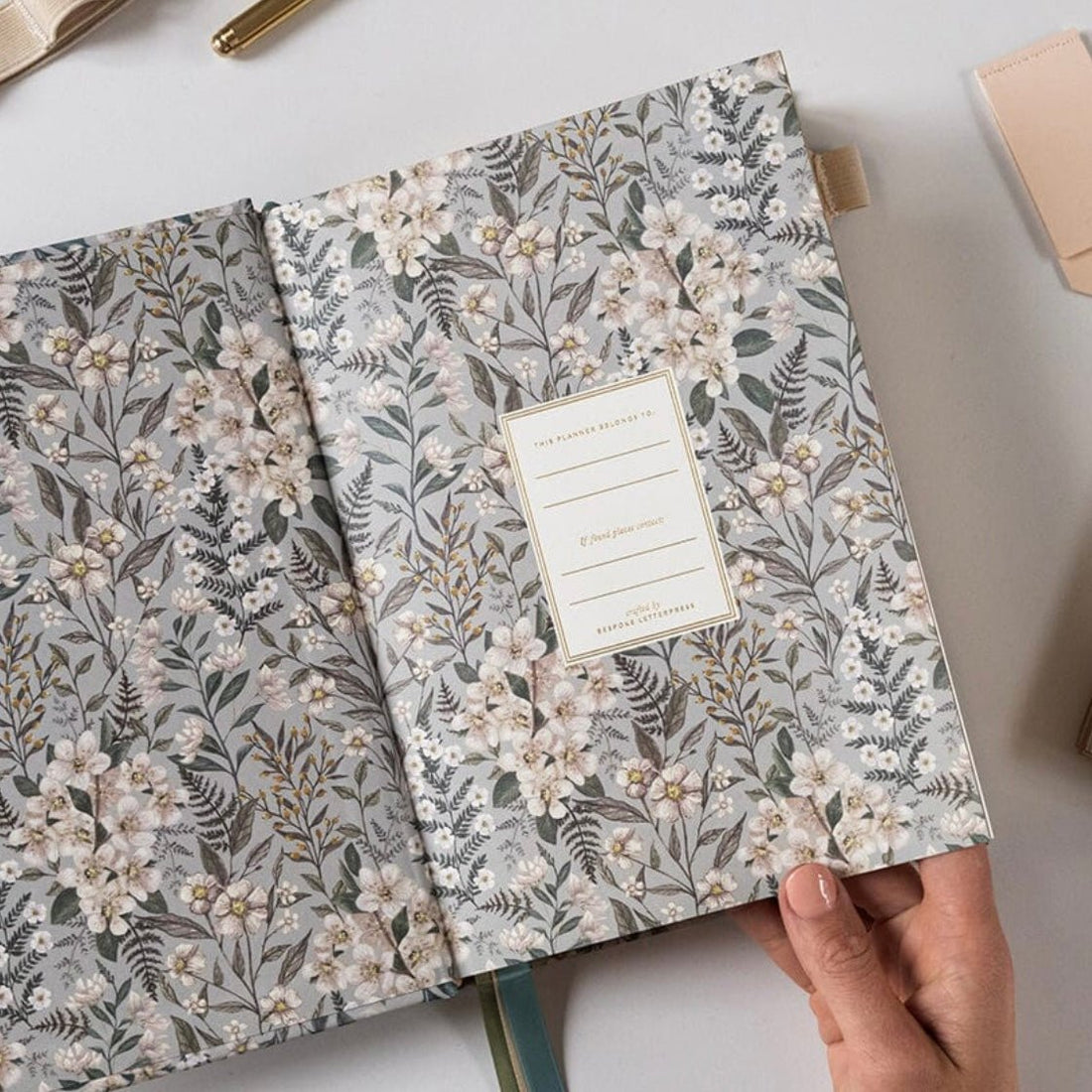 Bespoke Letterpress - 2026 Weekly Linen Planner, Ivory Garden - The Flower Crate