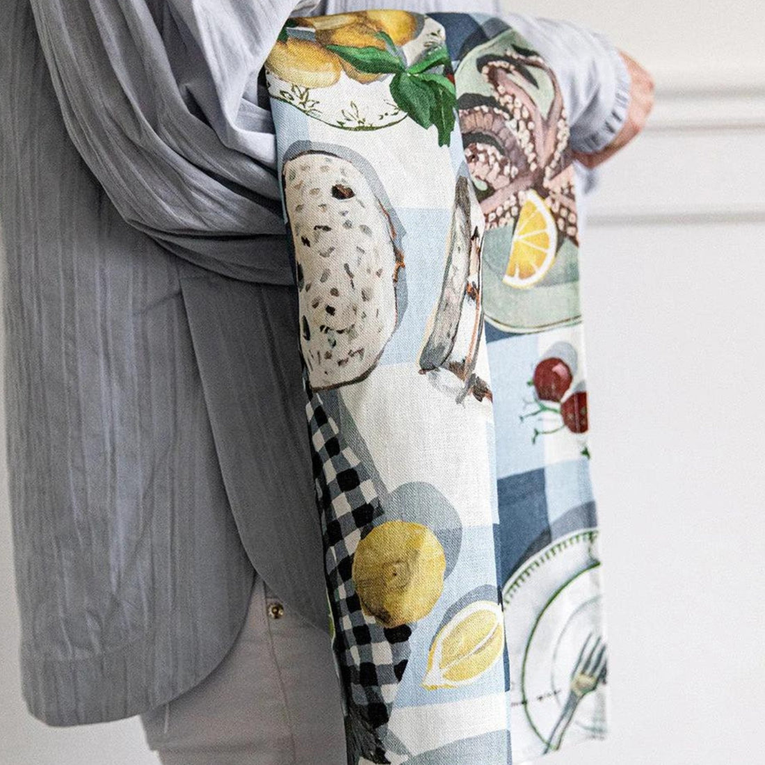 Bespoke Letterpress - Crab & Squid 100% Linen Tea Towel - The Flower Crate