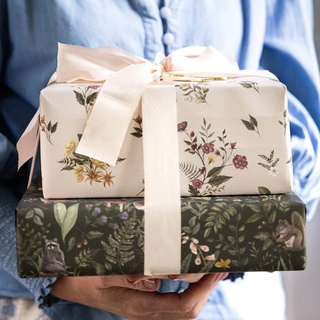 Bespoke Letterpress - Dainty Blooms/ Forest Friends Gift Wrap Sheet - The Flower Crate