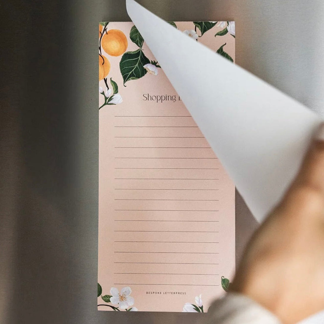 Bespoke Letterpress - Magnetic Shopping List, Peaches - The Flower Crate