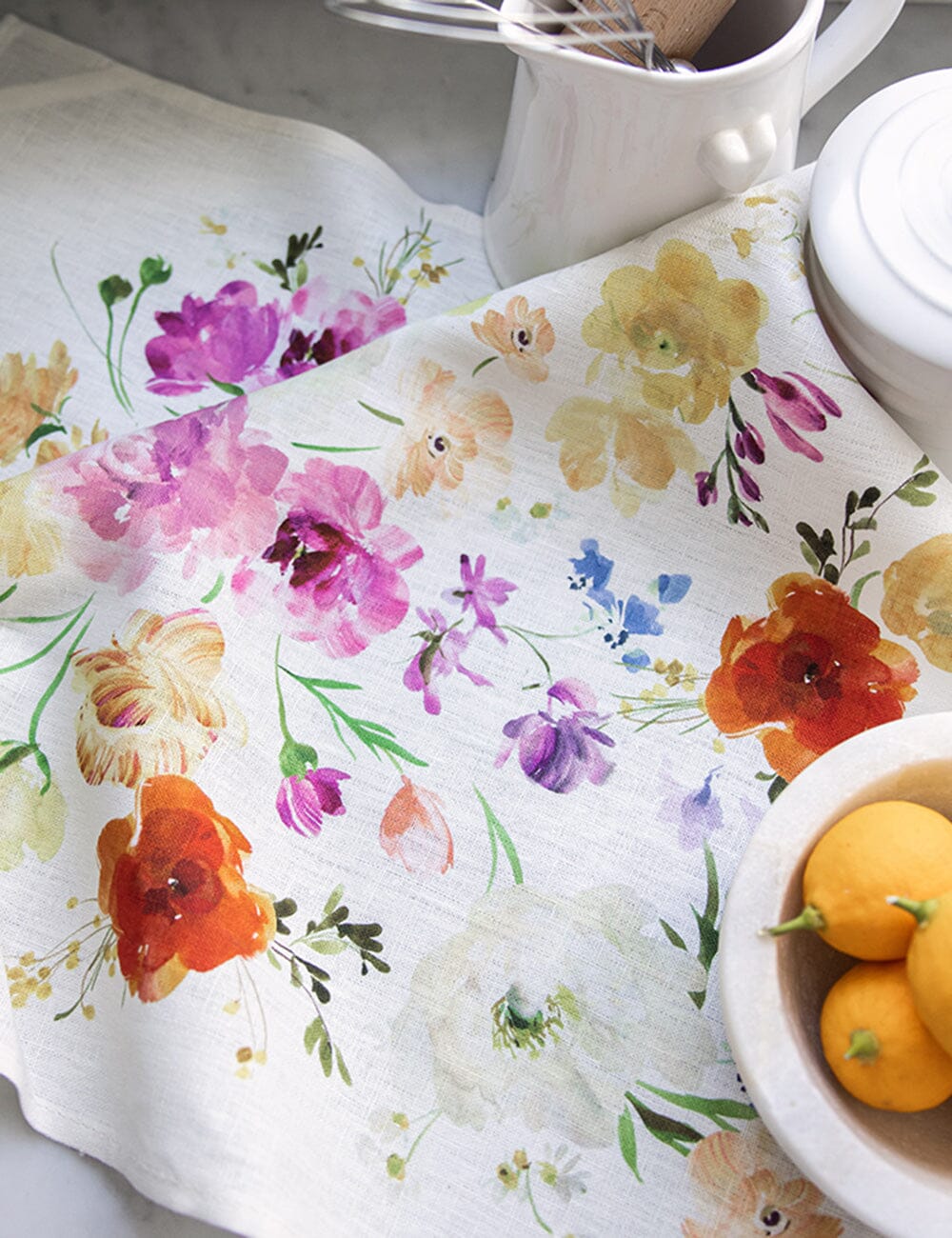 Bespoke Letterpress - Ranunculus 100% Linen Tea Towel - The Flower Crate