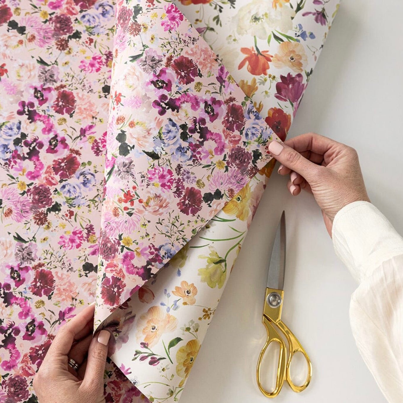 Bespoke Letterpress - Ranunculus/ Wildflowers Gift Wrap Sheet - The Flower Crate