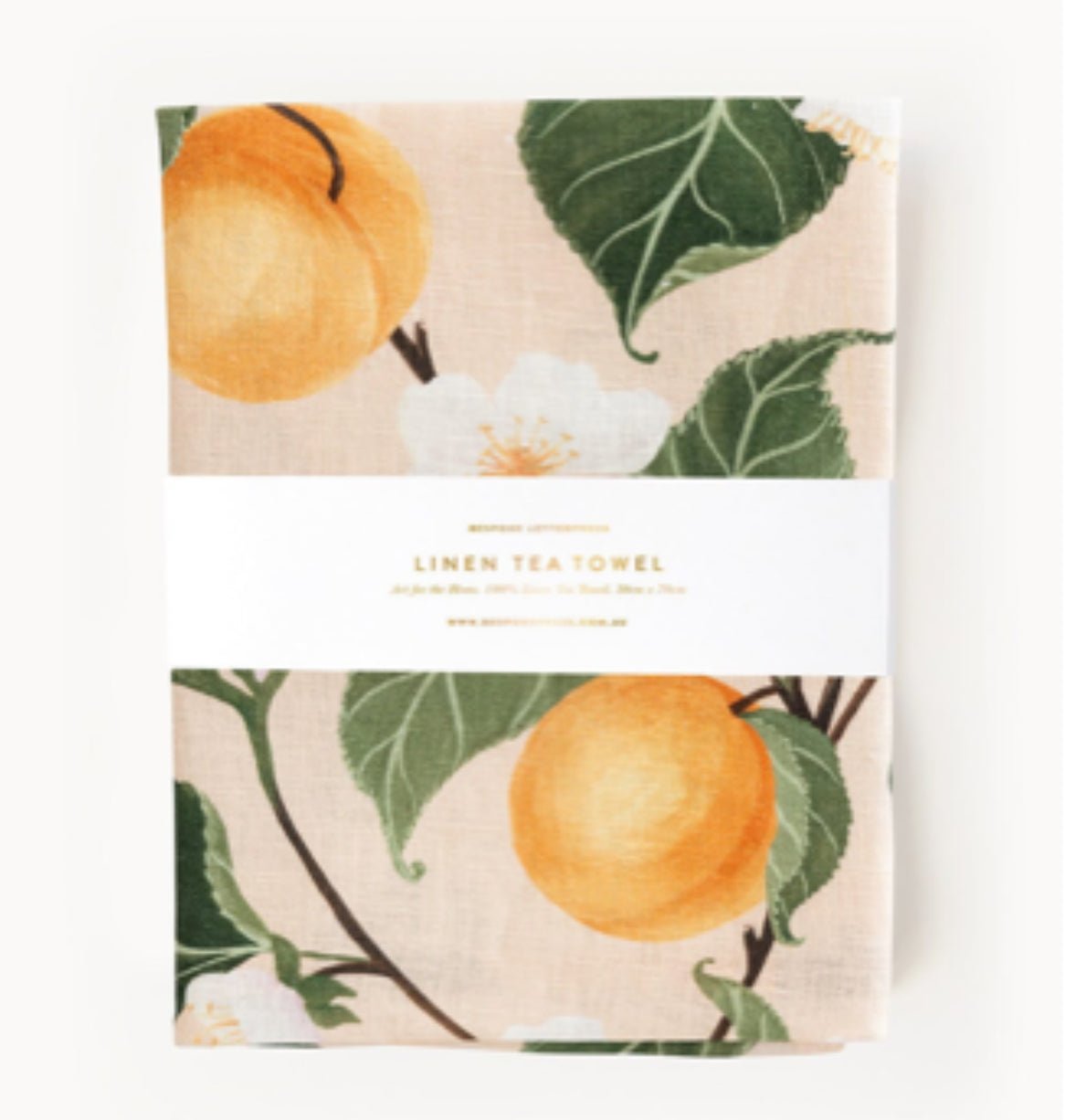 Bespoke Press - Peaches 100% Linen Tea Towel - The Flower Crate