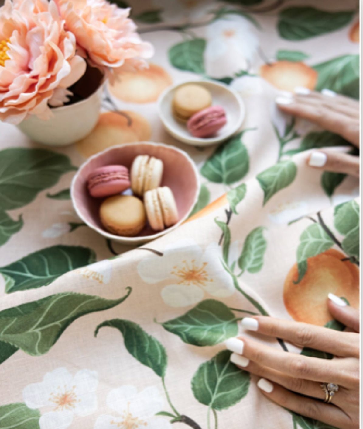 Bespoke Press - Peaches 100% Linen Tea Towel - The Flower Crate