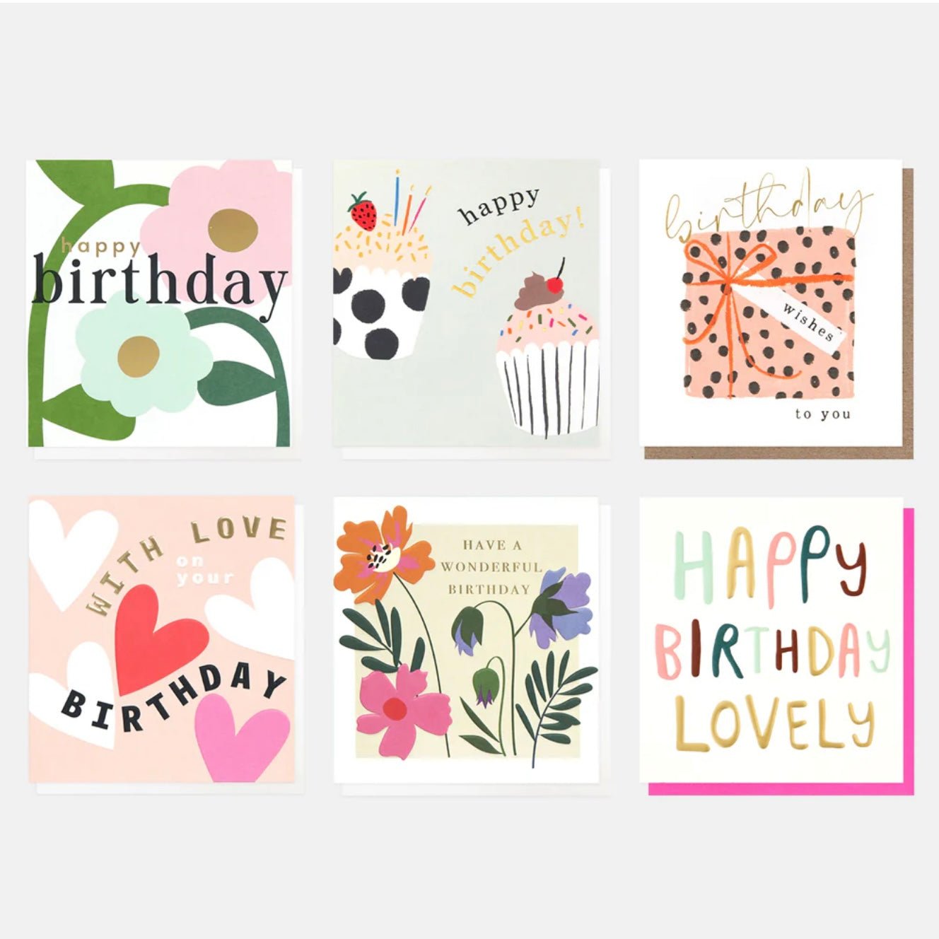 Birthday Cards Pack of 6 - The Flower Crate