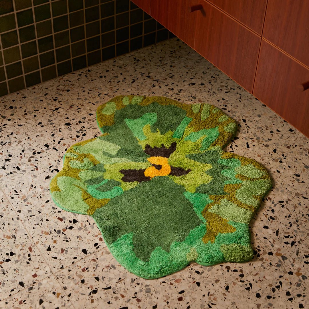 Bonnie & Neil Bath Mat - Green Pansy - The Flower Crate
