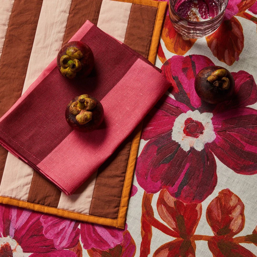 Bonnie & Neil - Big Stripe Cerise Napkin - The Flower Crate