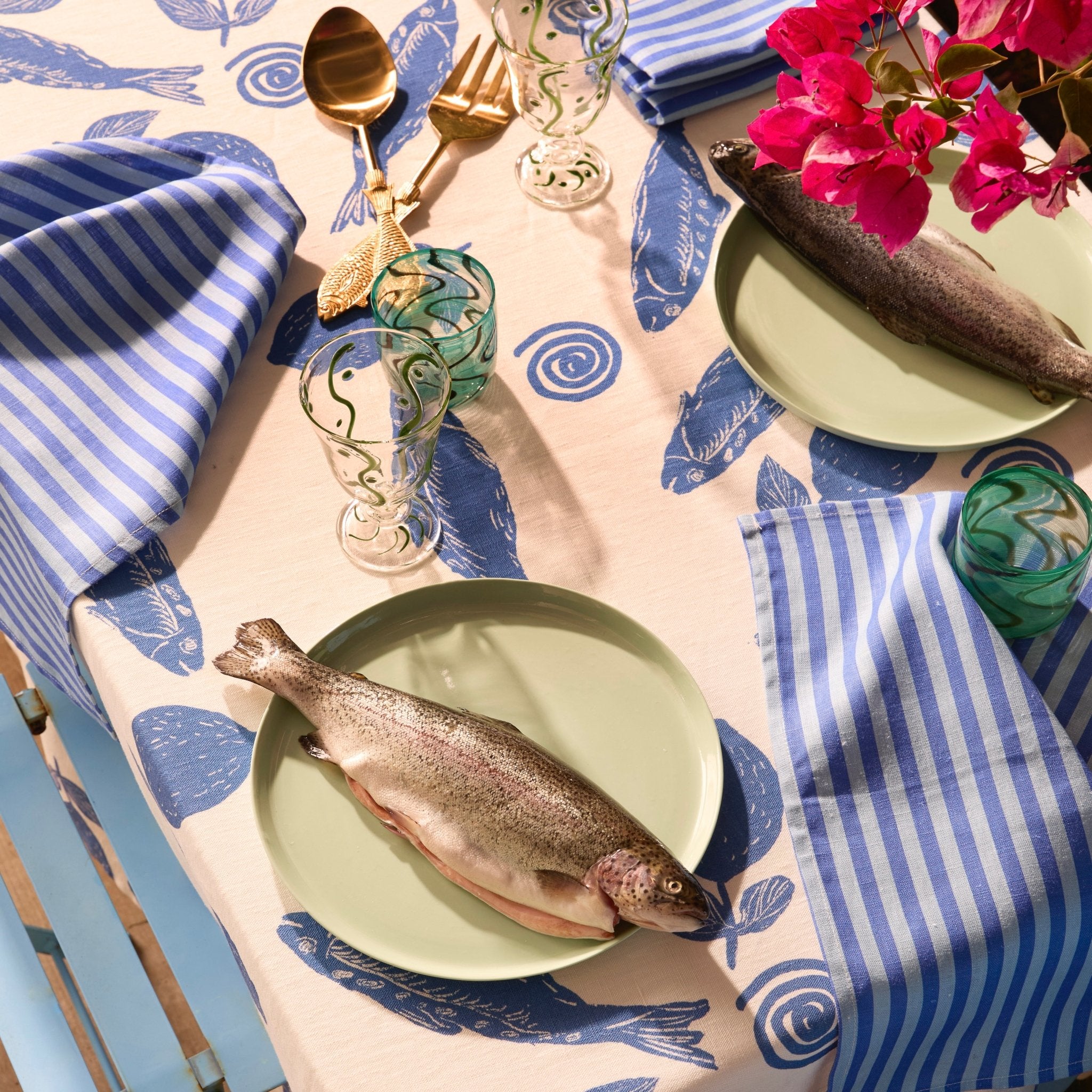 Bonnie & Neil - Blue Sardines Tablecloth - The Flower Crate