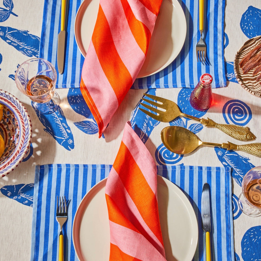 Bonnie & Neil - Blue Sardines Tablecloth - The Flower Crate