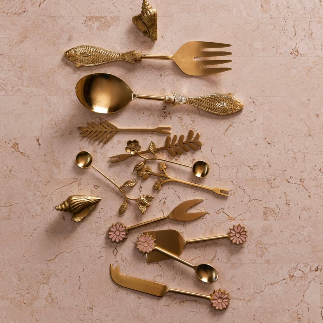 Bonnie & Neil - Brass Wild Flower Teaspoon - The Flower Crate