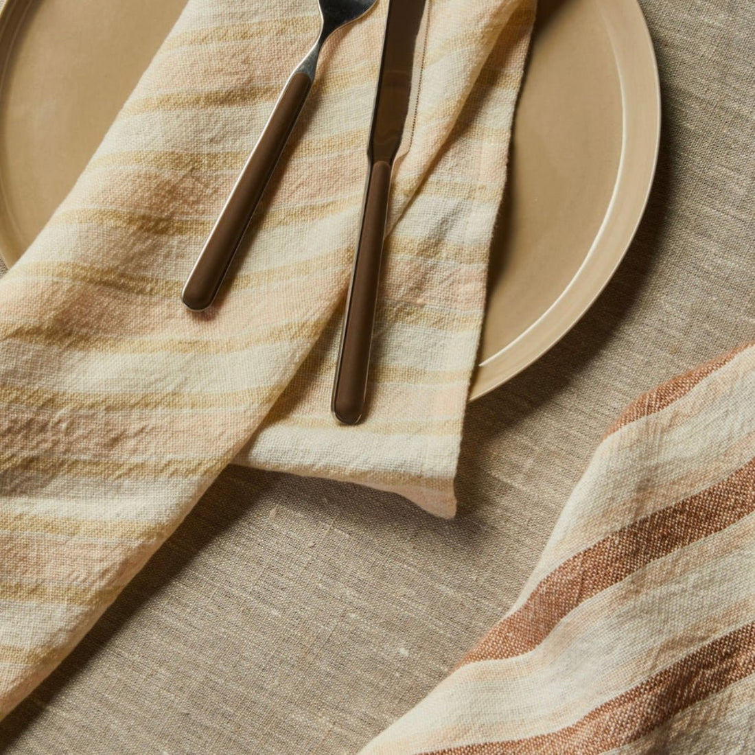 Bonnie & Neil - Linear Tan Napkin - The Flower Crate