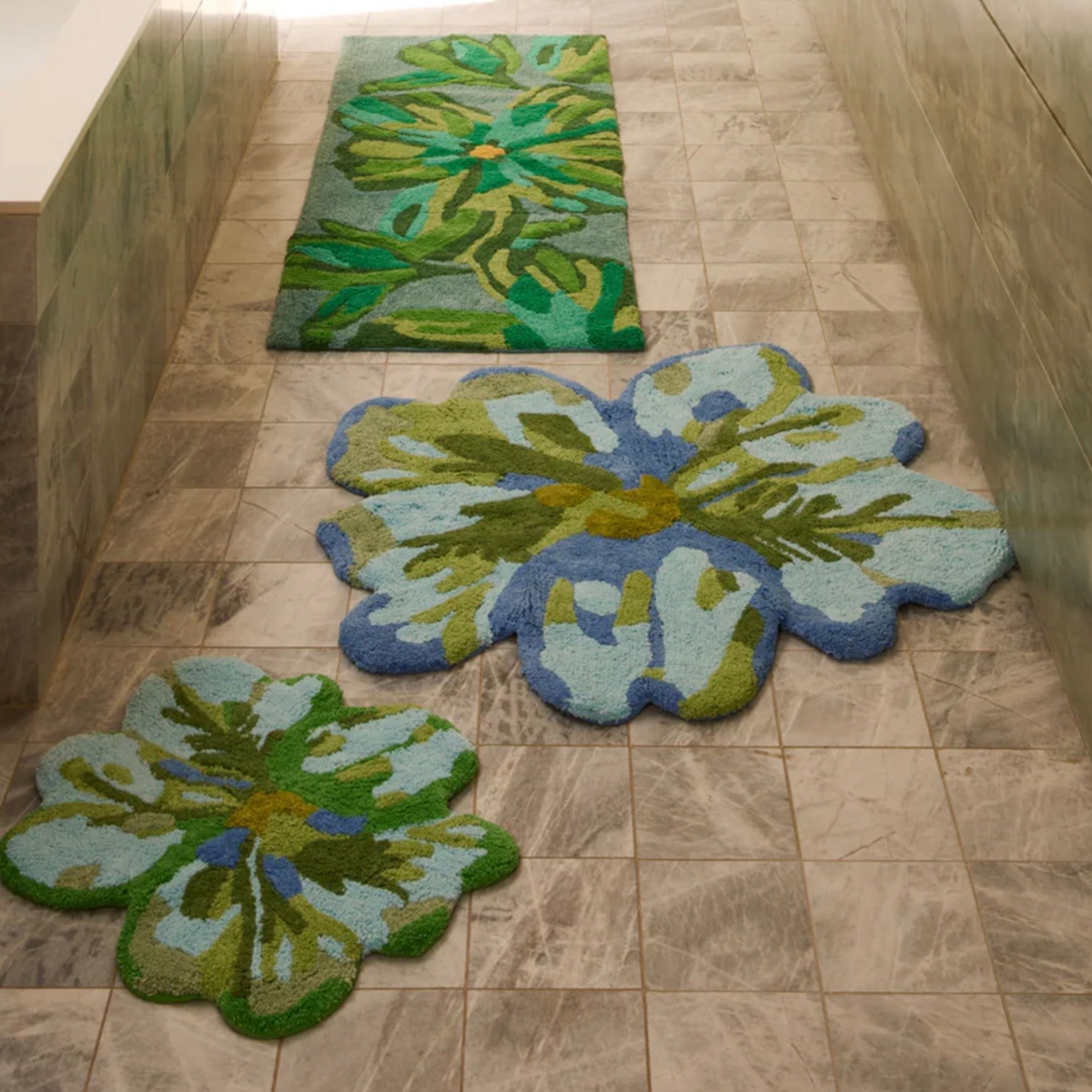 Bonnie & Neil - Tulip Bath Mat, Blue & Green - The Flower Crate