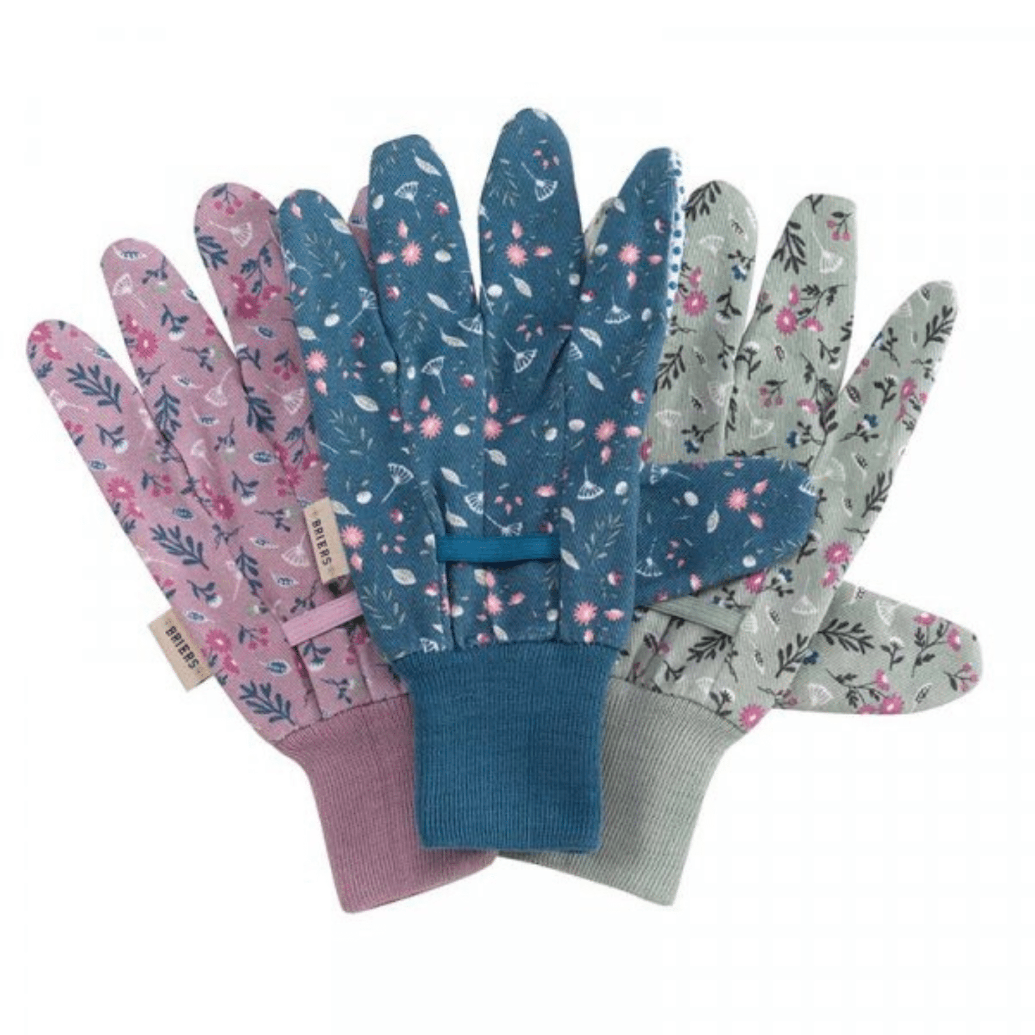 Briers - 3 Pack Cotton Grip Gardening Gloves, Flower Field - The Flower Crate