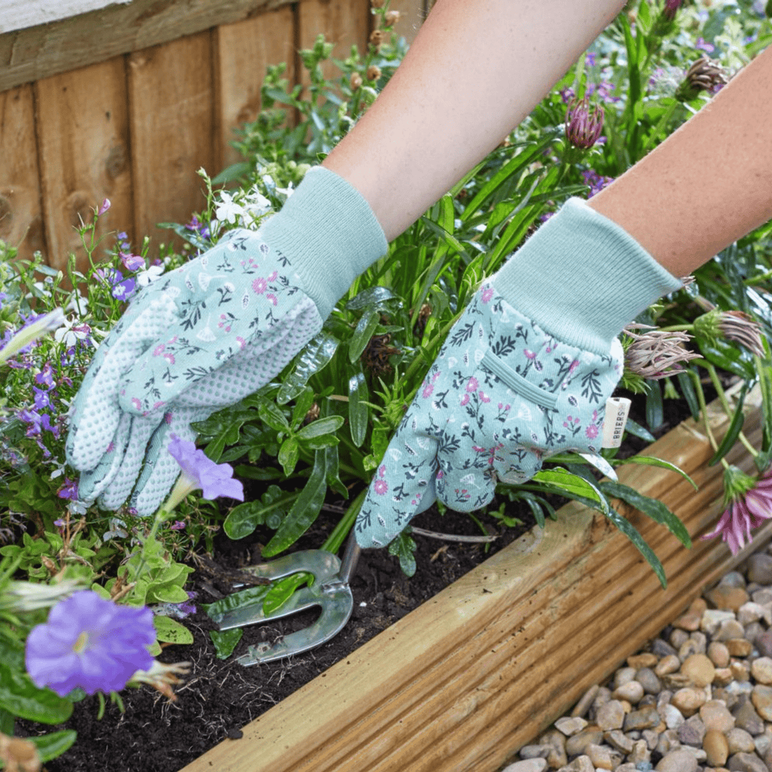 Briers - 3 Pack Cotton Grip Gardening Gloves, Flower Field - The Flower Crate