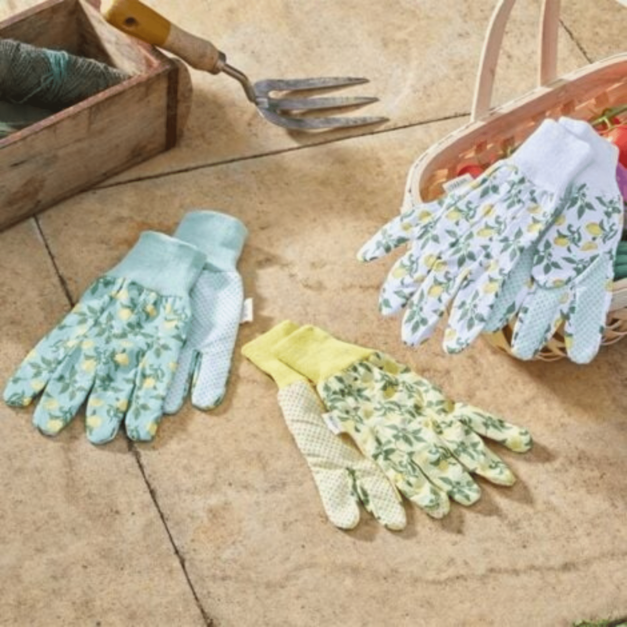 Briers - 3 Pack Cotton Grip Gardening Gloves, Sicilian Lemon - The Flower Crate