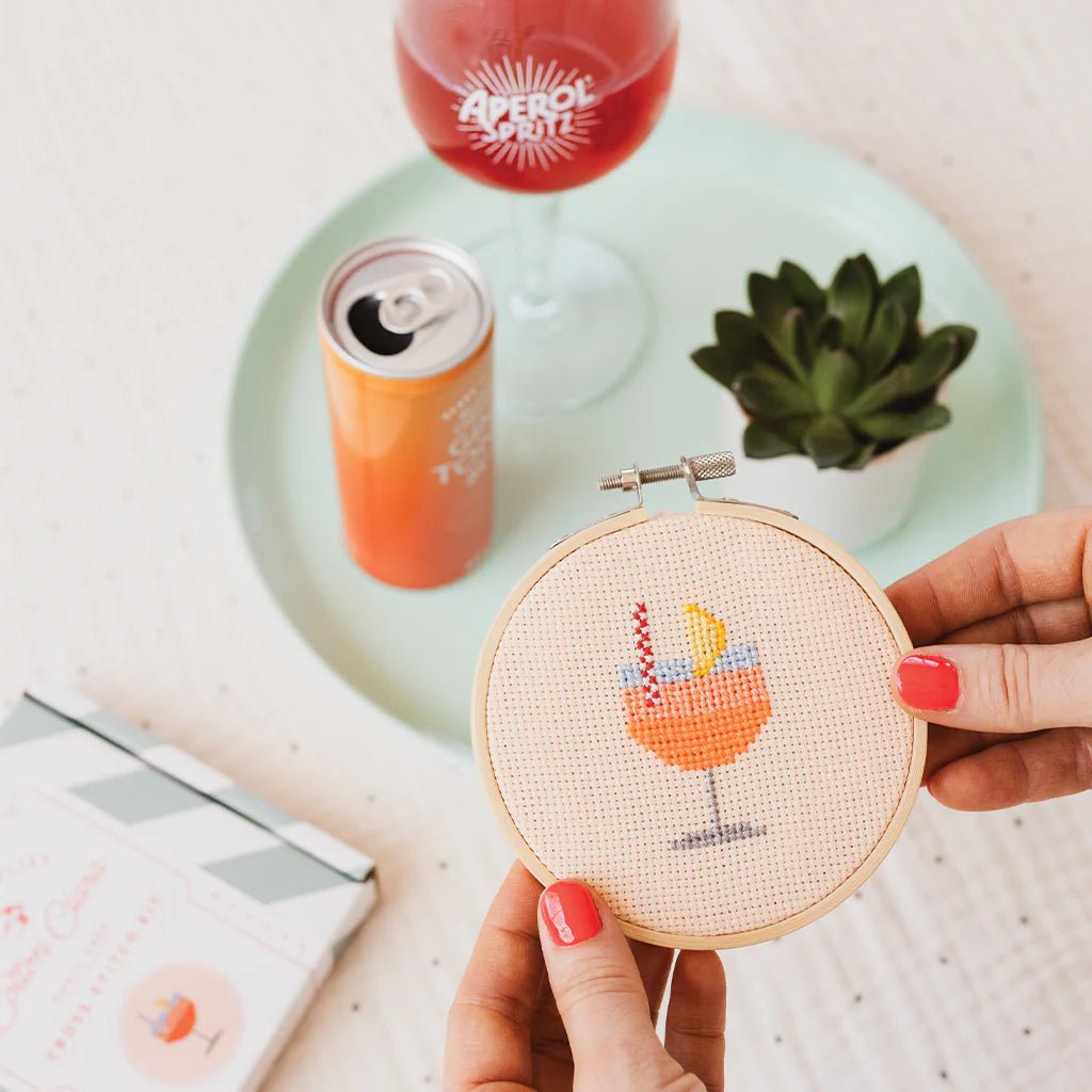 Cotton Clara - Aperol Spritz Cross Stitch Kit - The Flower Crate