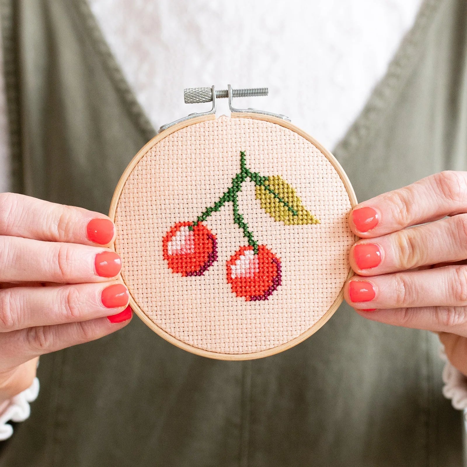 Cotton Clara - Cherries Cross Stitch Kit - The Flower Crate