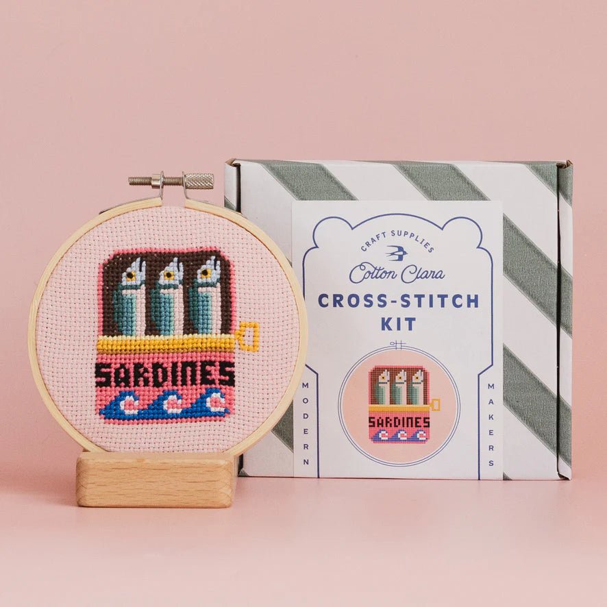Cotton Clara - Sardines Cross Stitch Kit - The Flower Crate