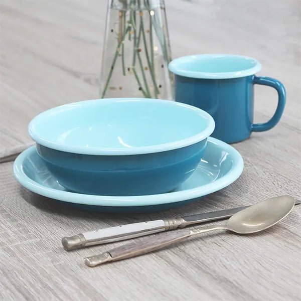 Dishy Enamelware 400mL Mug - Turquoise & Aqua - The Flower Crate
