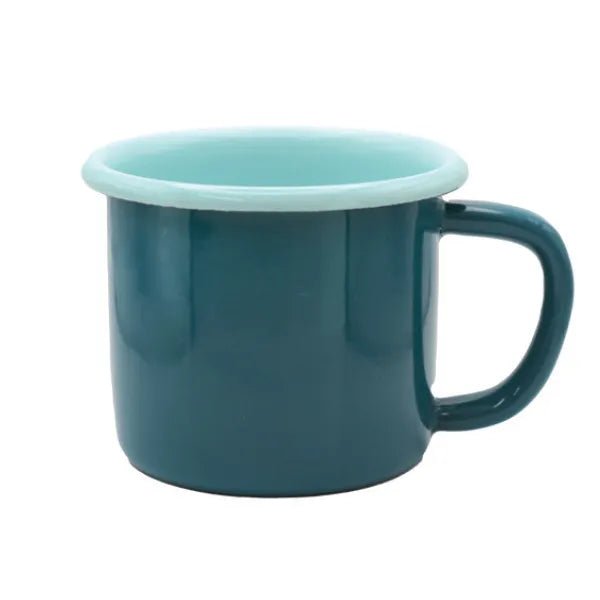 Dishy Enamelware 400mL Mug - Turquoise &amp; Aqua - The Flower Crate