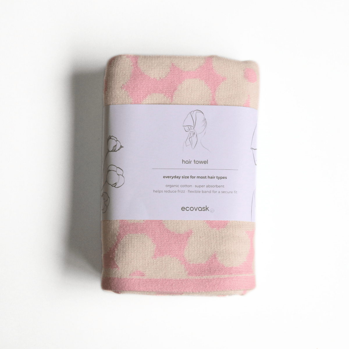Ecovask - Mini Hair Towel, Sherbet Petal. Bathroom Collection - The Flower Crate