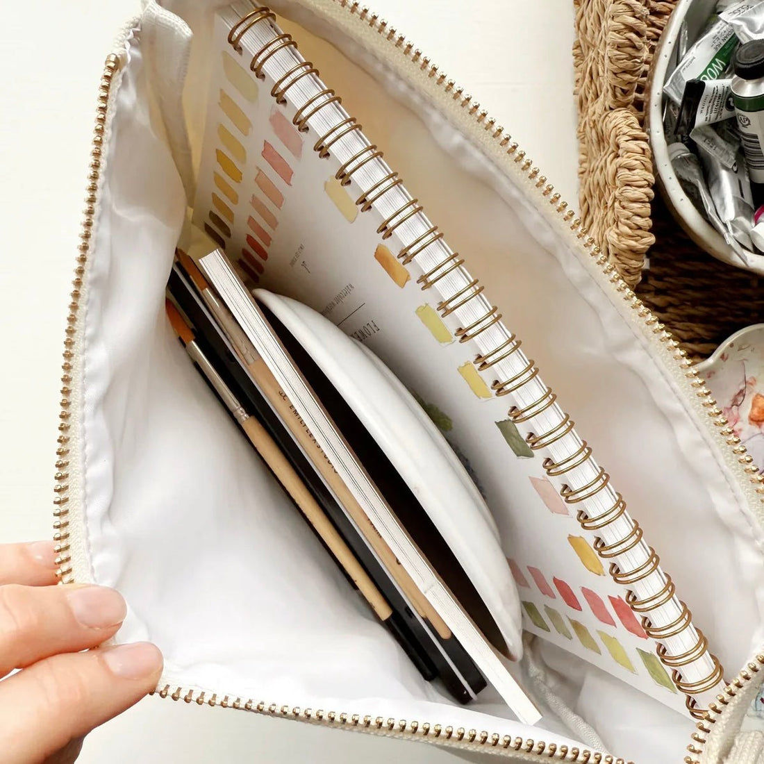 Emily Lex - Gingham Canvas Zipper Pouch - The Flower Crate