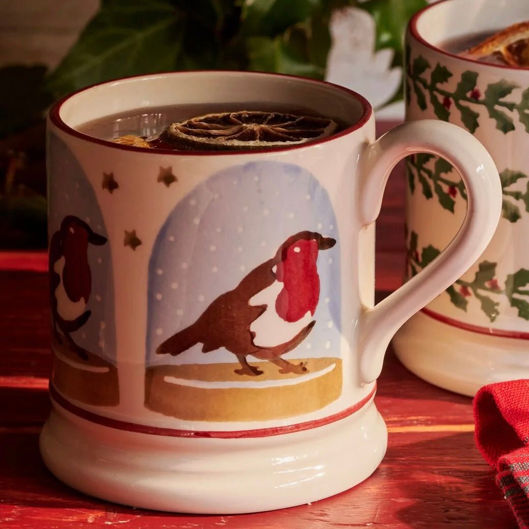 Emma Bridgewater - Robin Snow Globe ½ Pint Mug - The Flower Crate