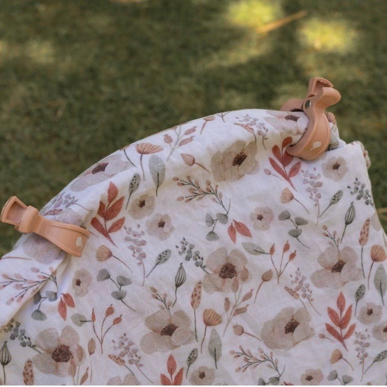 Emotion & Kids - Boho Floral Muslin + Pram Clip Set - The Flower Crate