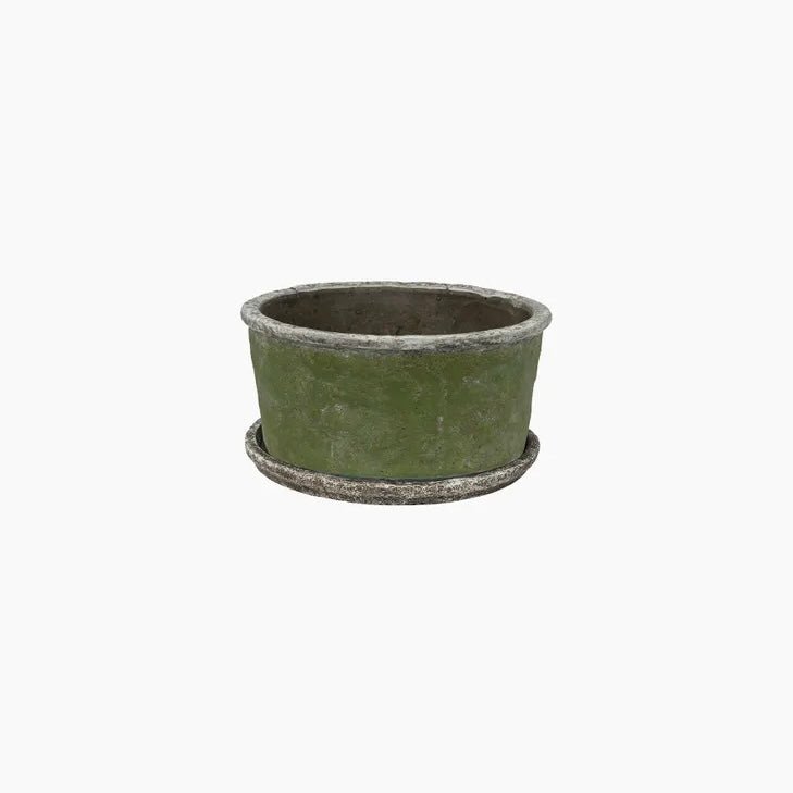 Evergreen Wide Plant Pot & Saucer - The Flower Crate