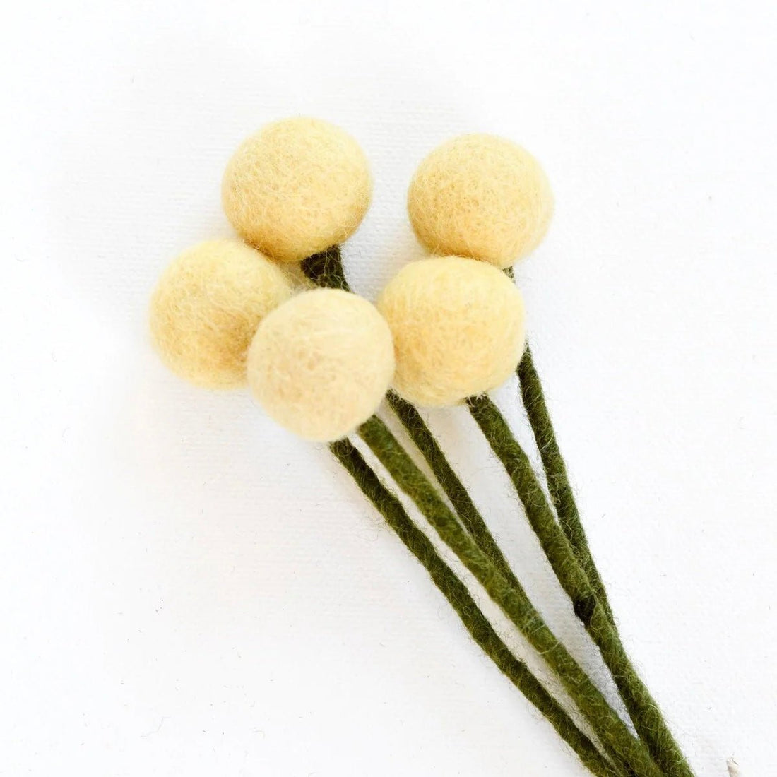 Felt - Billy Button Flowers, Light Yellow - The Flower Crate